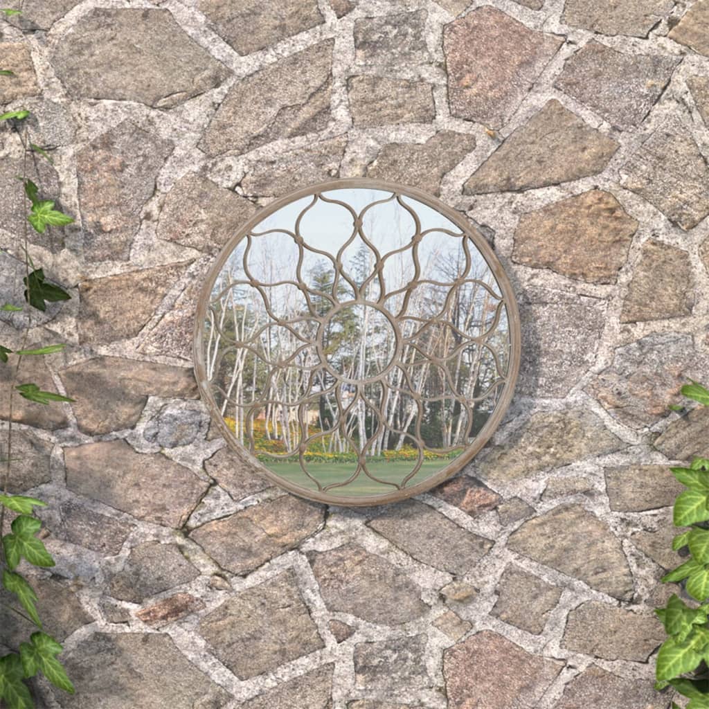 Garden Mirror Iron Round For Outdoor Use